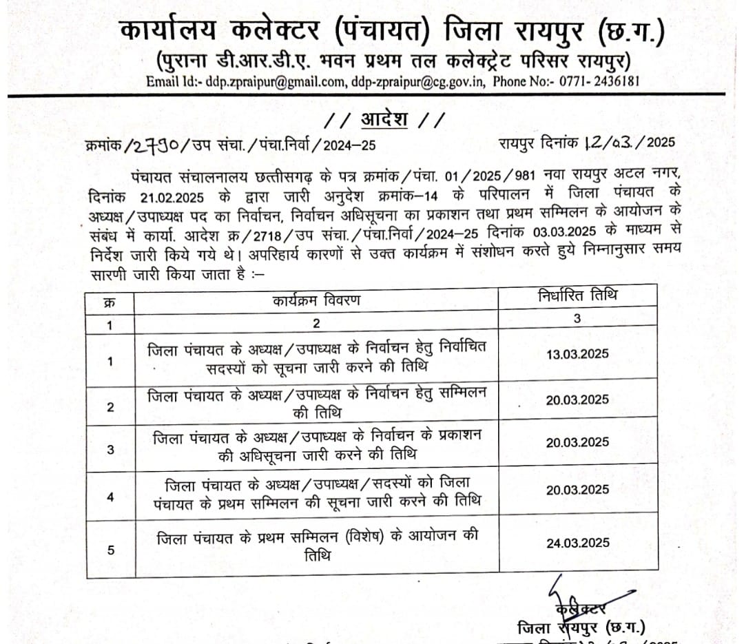 छत्तीसगढ़ - आज होने वाला अध्यक्ष और उपाध्यक्ष का चुनाव निरस्त , नई तारीख जारी