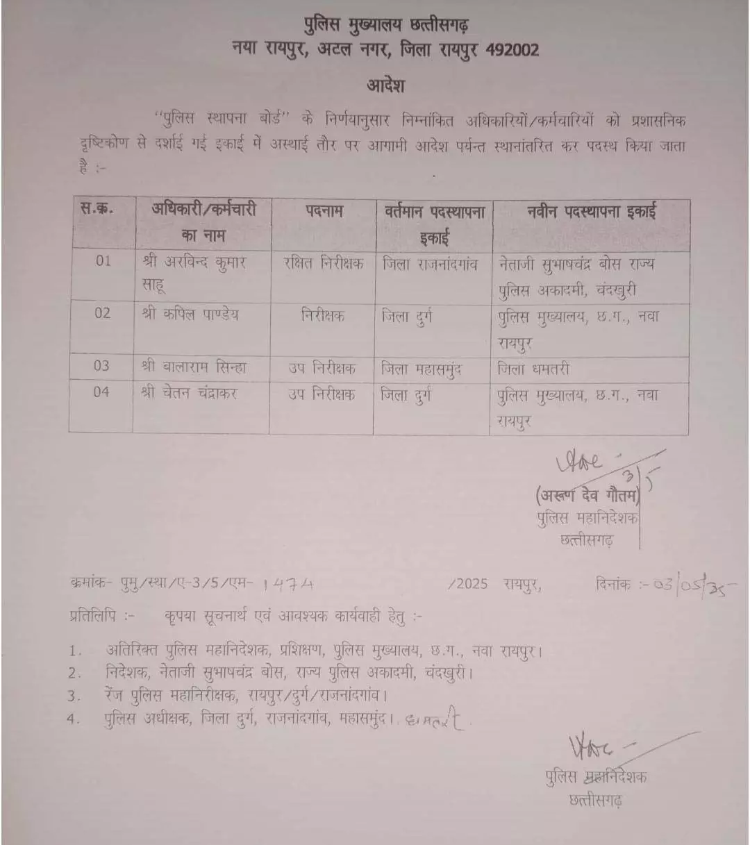छत्तीसगढ़ - फरार सटोरिया के साथ पार्टी में शामिल होना दो थाना प्रभारियों को पड़ा भारी , हुई यह कार्यवाही