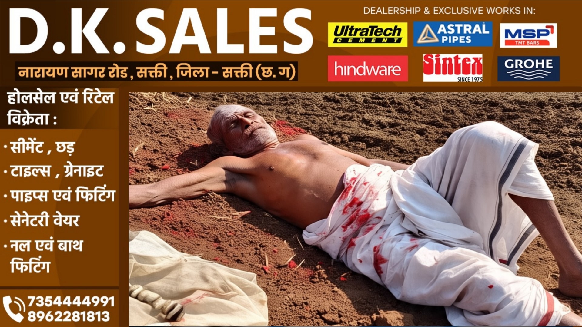 छत्तीसगढ़ - कलयुगी बेटे ने पिता को उतारा मौत के घाट , खेत मे दिया वारदात को अंजाम