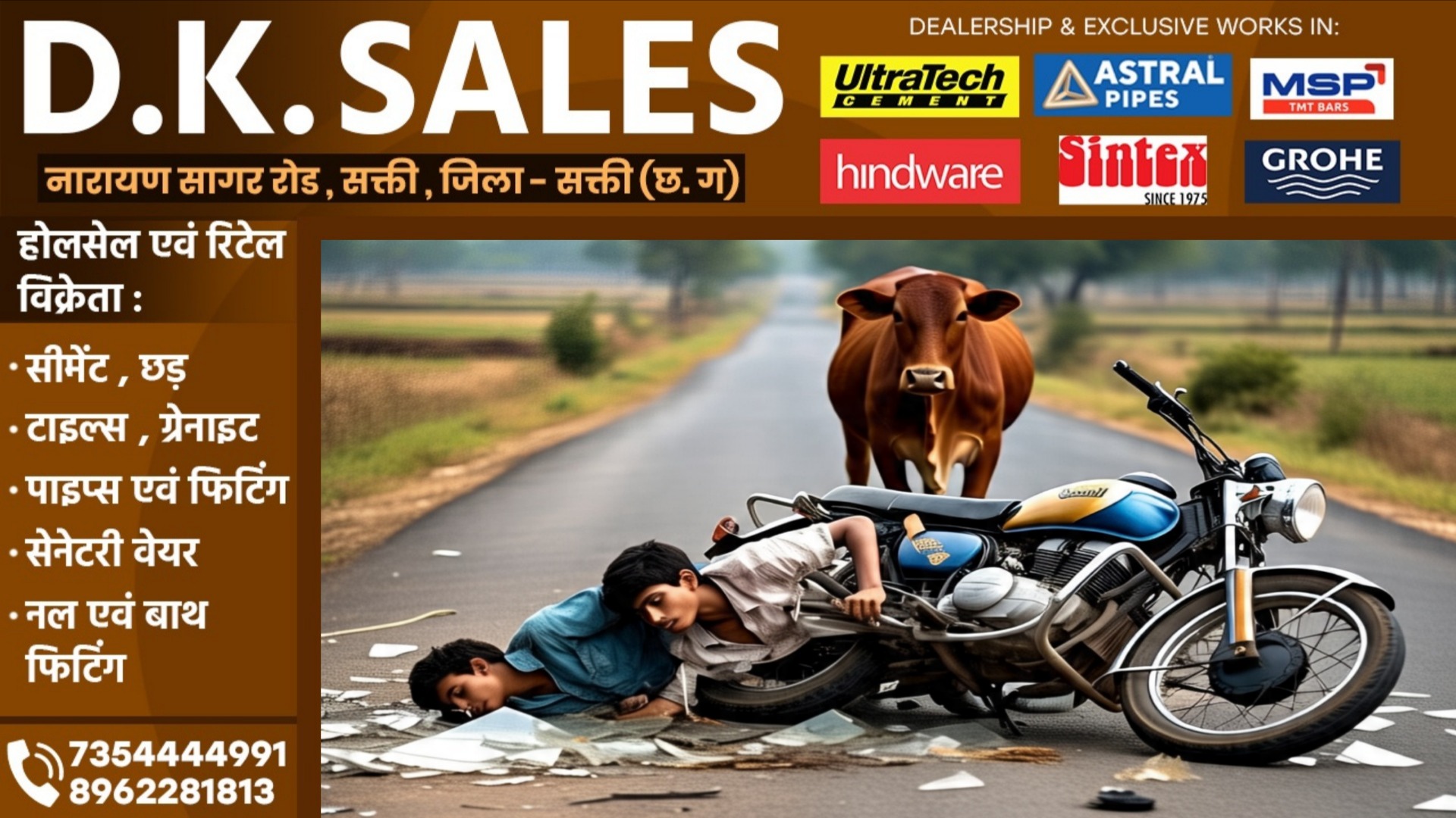 छत्तीसगढ़ - सड़क पर बैठे मवेशी से टकराई तेज रफ्तार बाईक , हादसे में 03 लोगो की मौत