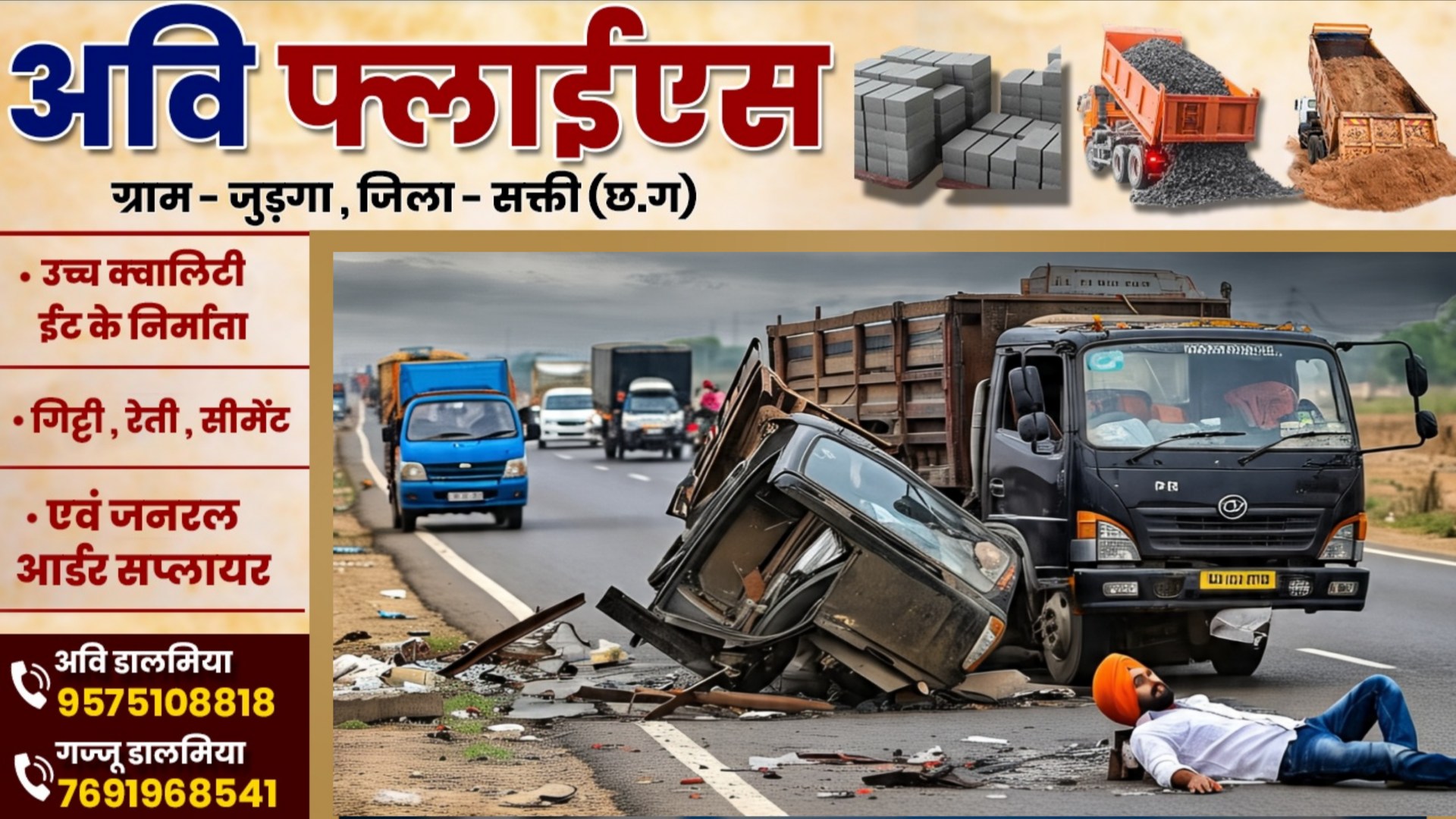 छत्तीसगढ़ - NH 43 में बड़ा हादसा , दो ट्रकों की सीधी टक्कर में एक ड्राइवर की मौत
