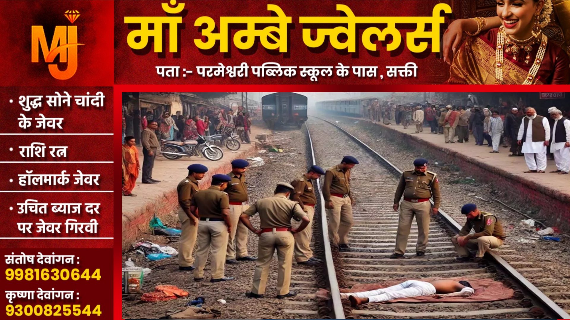 रेलवे ट्रेक पार करते वक्त ट्रेन की चपेट में आई दो सगी बहन, दोनो की मौके पर ही मौत