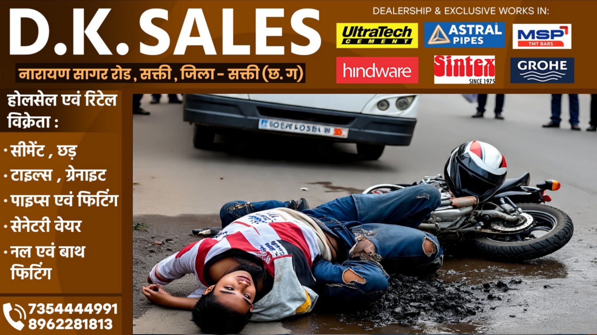 छत्तीसगढ़ - लक्ष्मी ट्रेवल्स की बस ने बाईक सवारो को मारी टक्कर, हादसे में दो युवकों की मौत