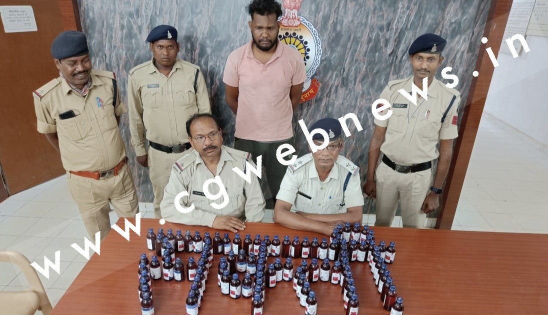 सक्ती में प्रतिबंधित नशीली कफ सिरप जखीरा बरामद , कफ सिरप के साथ आरोपी शेरा गबेल गिरफ्तार 