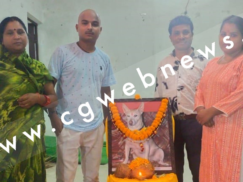 छत्तीसगढ़ - पालतू कुत्ते की निकाली अंतिम यात्रा , मुंडन के बाद डेढ़ सौ लोगों को कराया मृत्यु भोज
