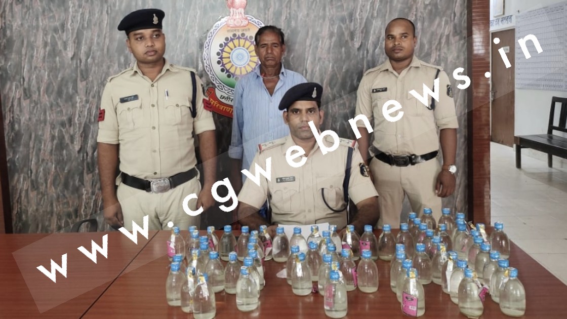 सक्ती पुलिस ने दी ढाबे में दबिस , भारी मात्रा में देशी शराब के साथ ढाबा संचालक गिरफ्तार