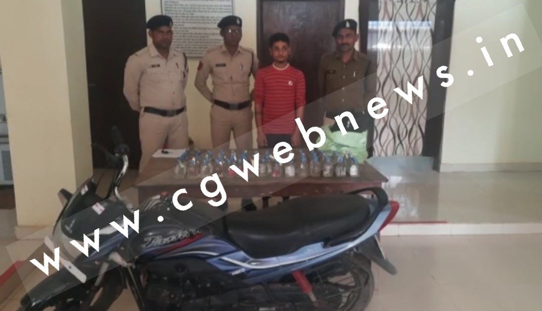 सक्ती - 75 पाव देशी प्लेन शराब के साथ राजेन्द्र कश्यप गिरफ्तार , शराब तस्करी में प्रयुक्त बाईक भी जप्त