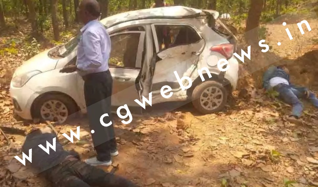 छत्तीसगढ़ - तेज रफ्तार कार अनियंत्रित होकर पेंड़ से टकराई , हादसे में एक कि मौत और,,