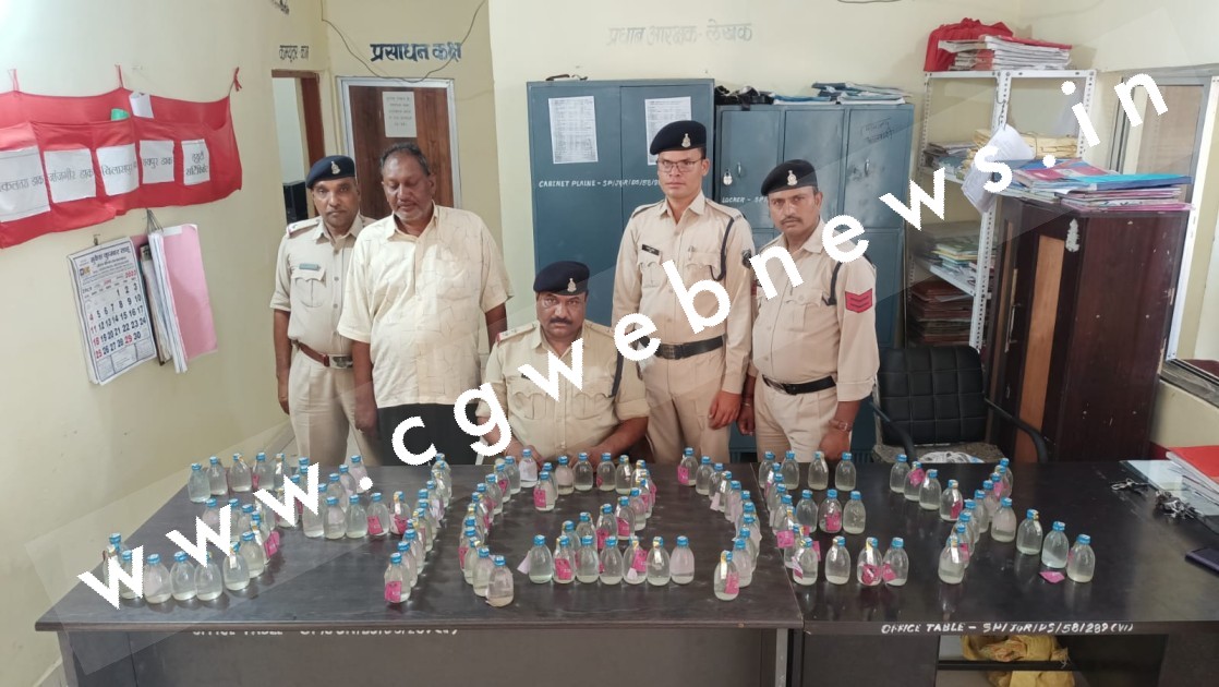 जांजगीर चाम्पा - 121 पाव देसी प्लेन शराब के साथ दिलहरण साहू गिरफ्तार , भेजा गया जेल